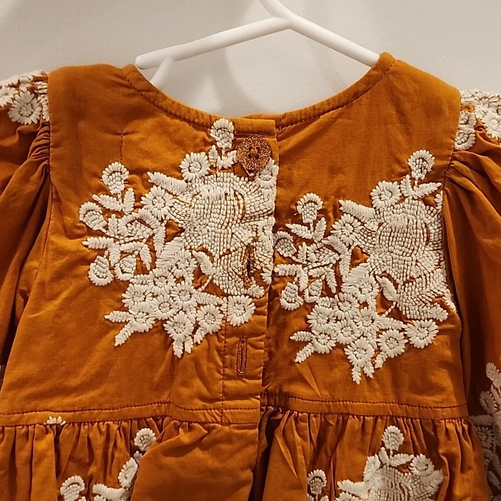 Embroidered Rust Kids One Piece - Picture 3 of 5